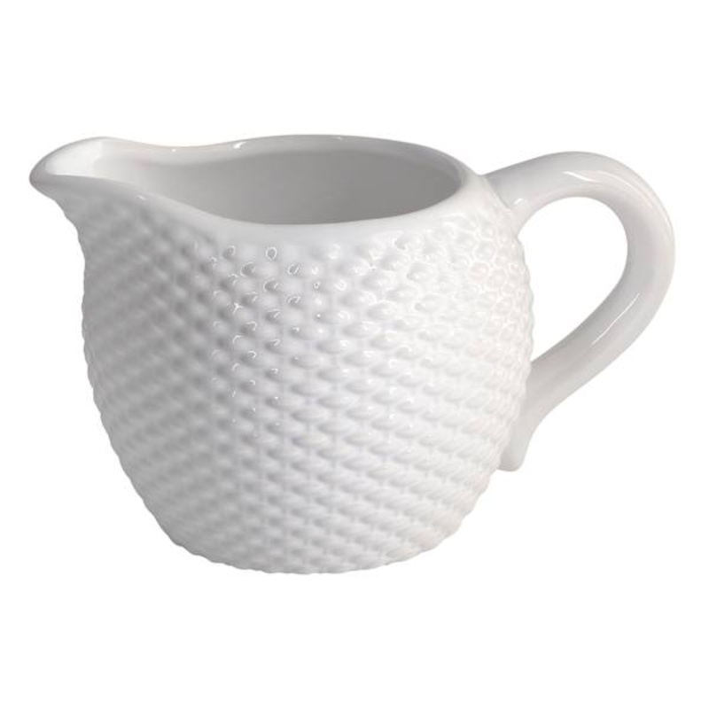 White Basket Weave Ceramic Creamer Bowl, 4″
