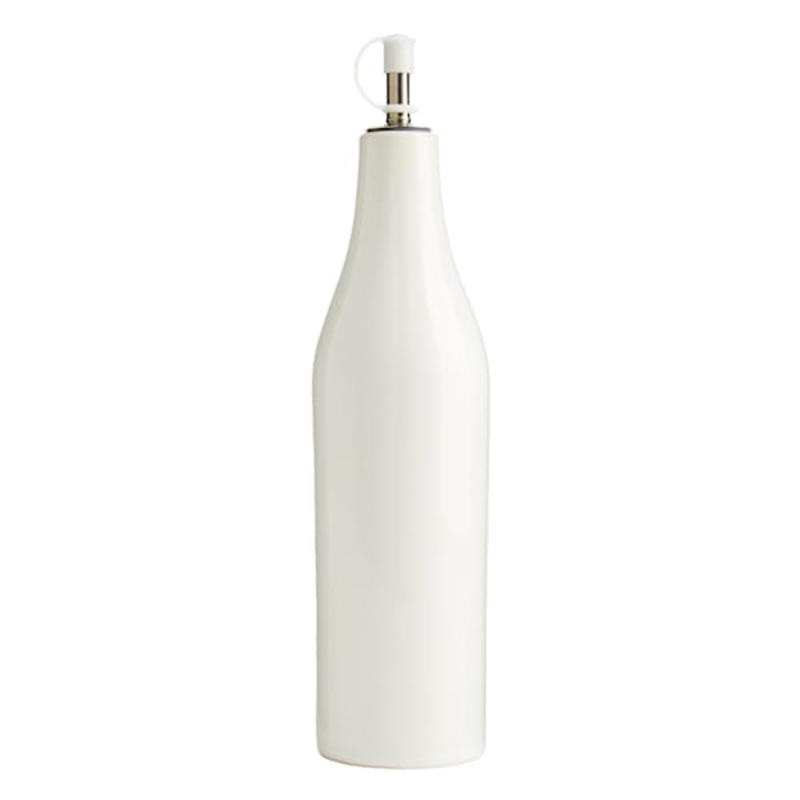 White Ceramic Oil Bottle, 13oz
