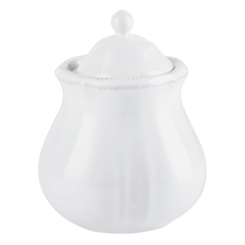 White Scalloped Sugar Jar