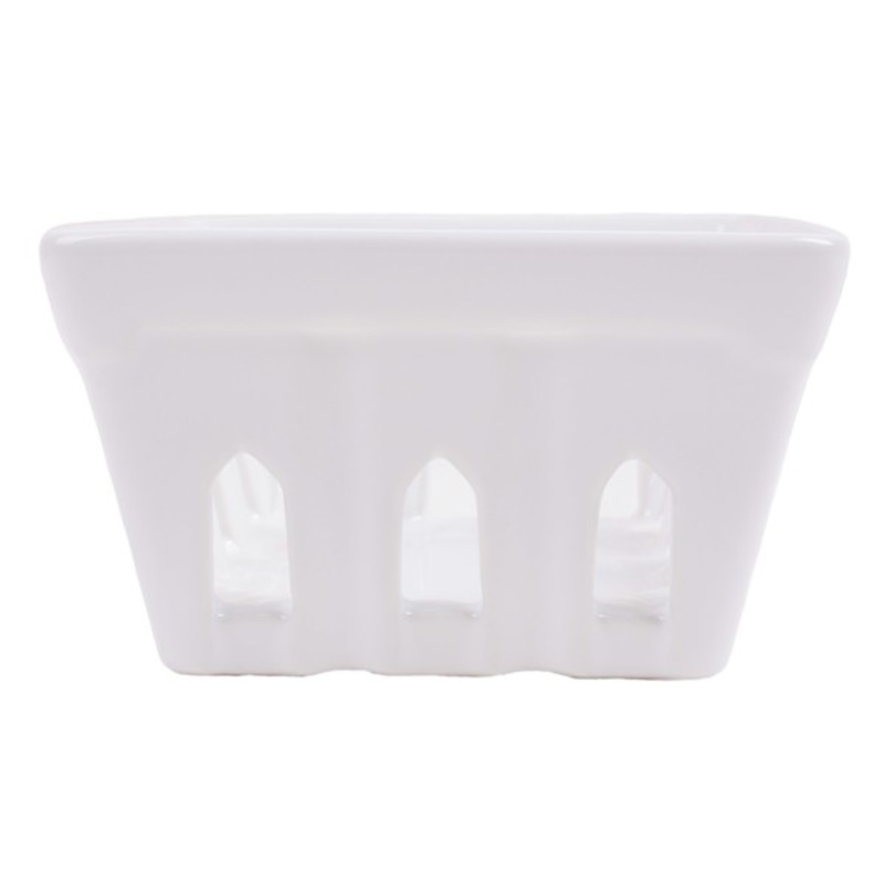 White Stoneware Berry Basket, 5.4″