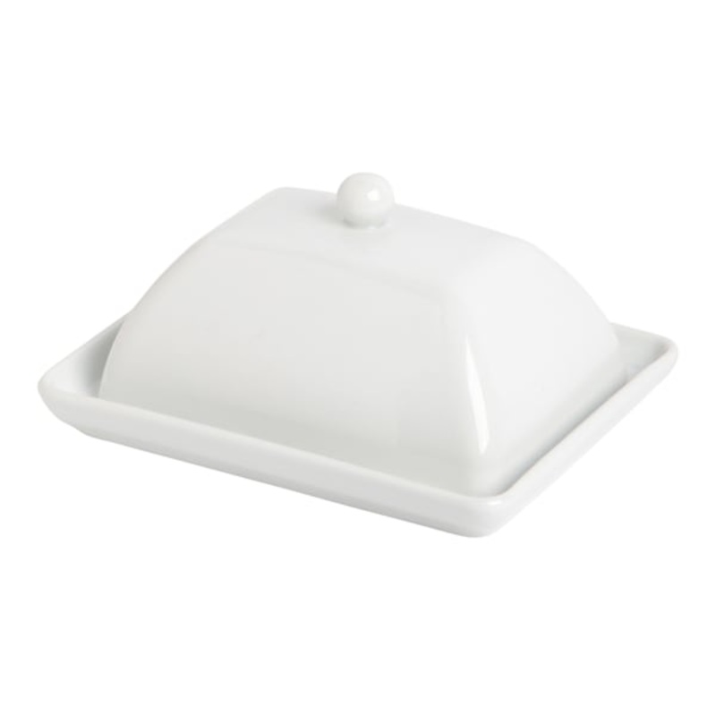 White Tapered Butter Dish, 7″