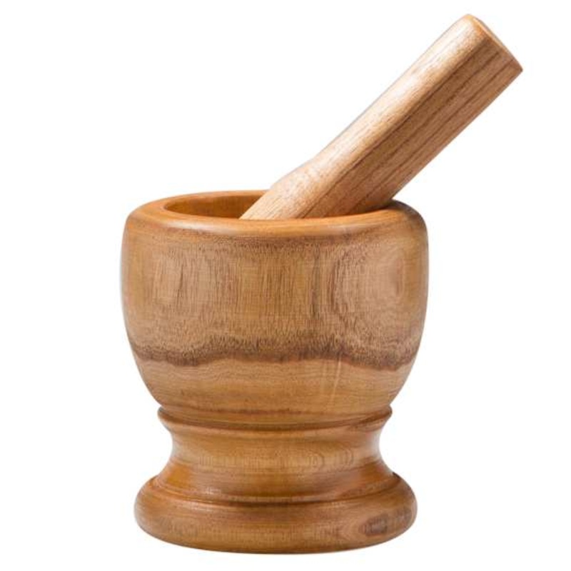 2-Piece Footed Wooden Mortar & Pestle, 5″
