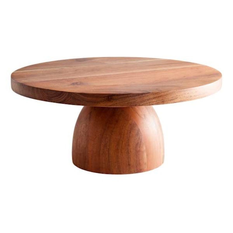 Acacia Wood Lazy Susan Cake Stand, 11″