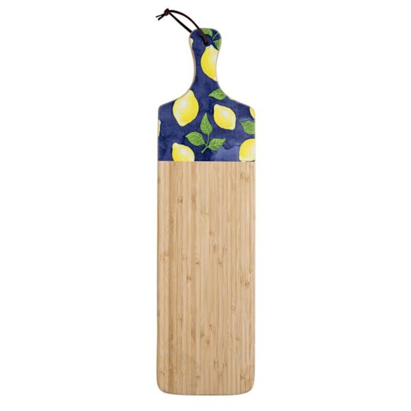 Blue Lemons Bamboo Wood Serving Board, 23″