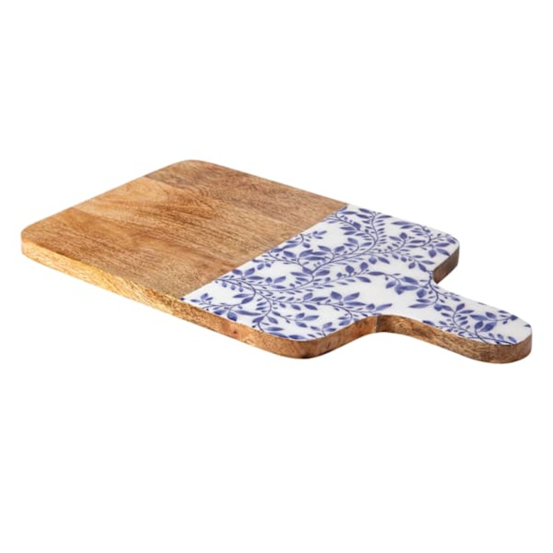 Blue Vine Print Square Bottom Cutting Board, 18″