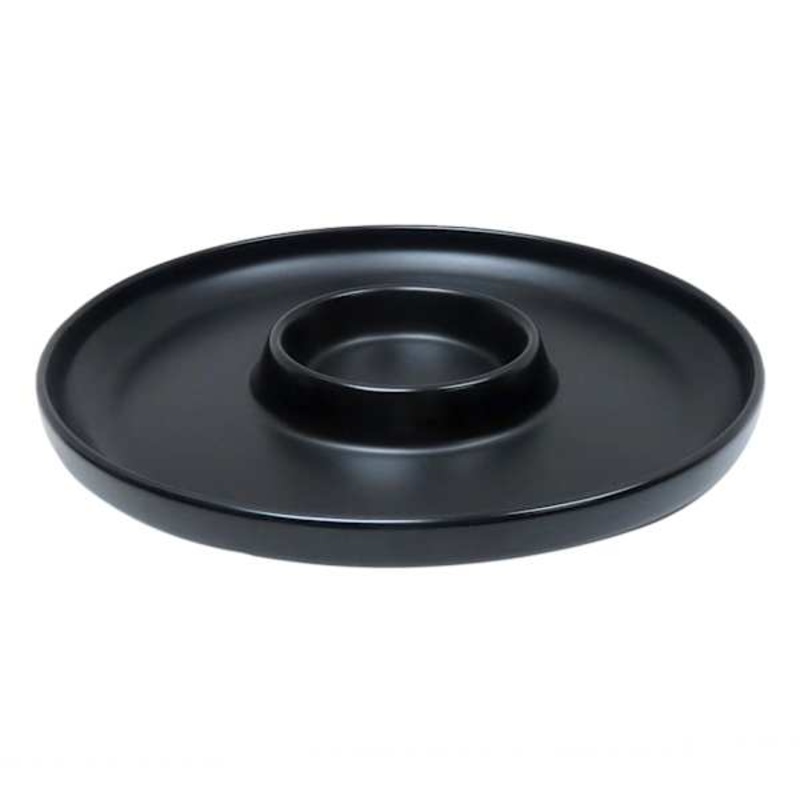 Crosby St. Black Ceramic Chip & Dip Platter, 13″