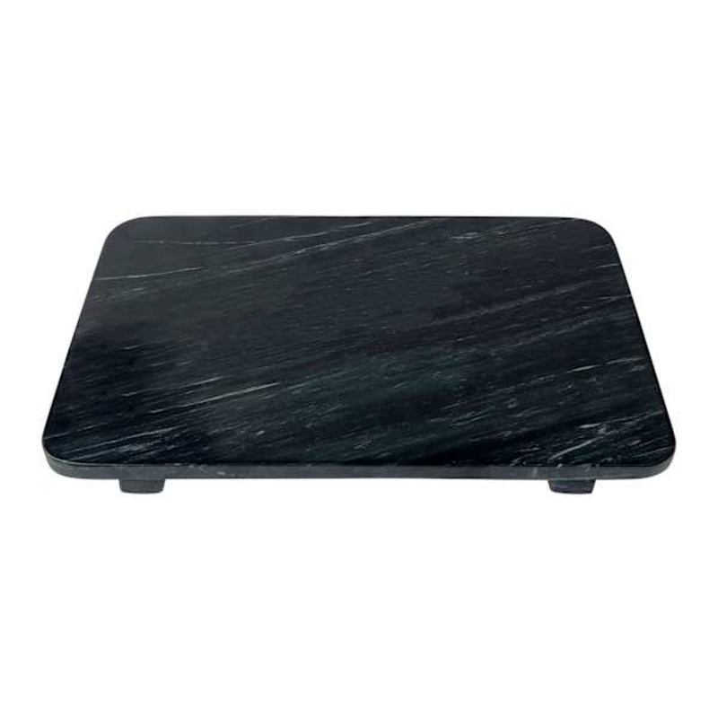 Crosby St. Black Marble Tray with Feet