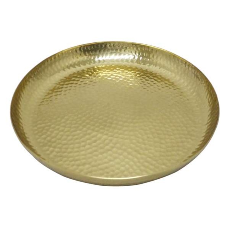 Found & Fable Round Hammered Aluminum Serving Tray, Small