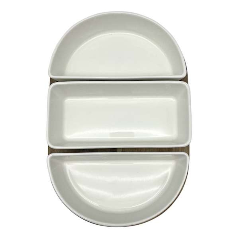 Honeybloom Ceramic Bowl with Wooden Tray Set