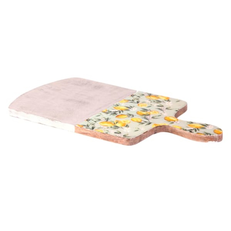 Lemon Print Round Bottom Cutting Board, 18″