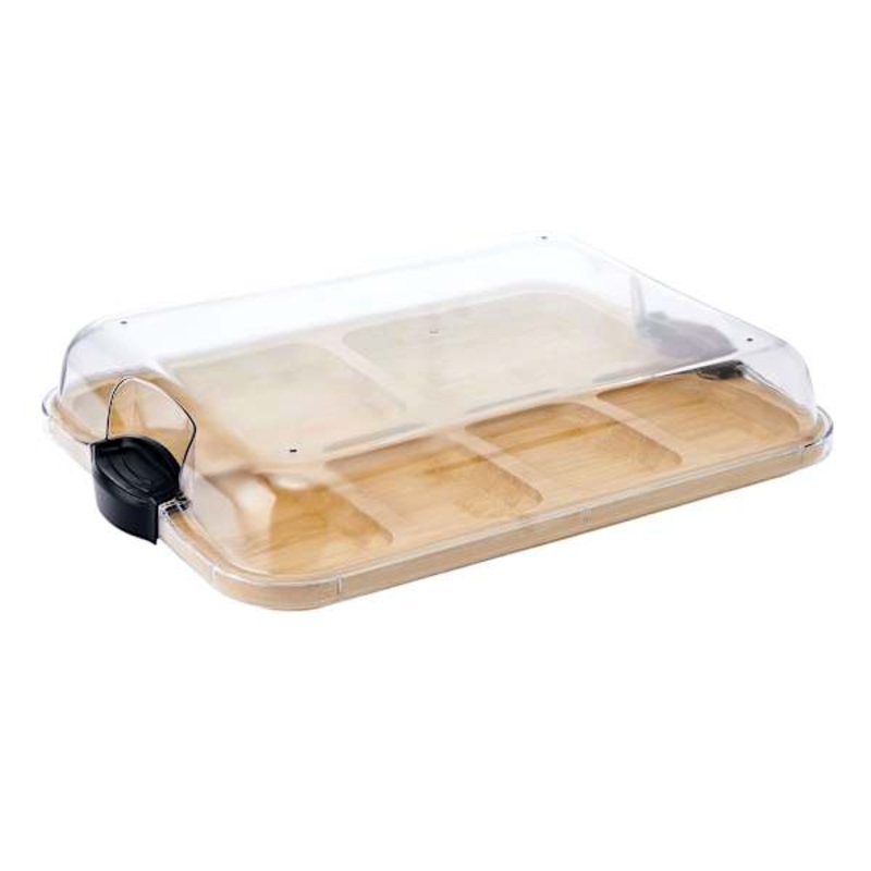 Make & Take 6-Section Bamboo Serving Board with Lid, 11×14