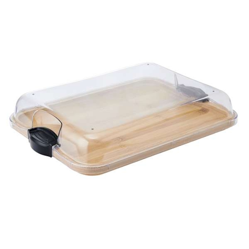 Make & Take Flat Bamboo Serving Board with Lid,11×14