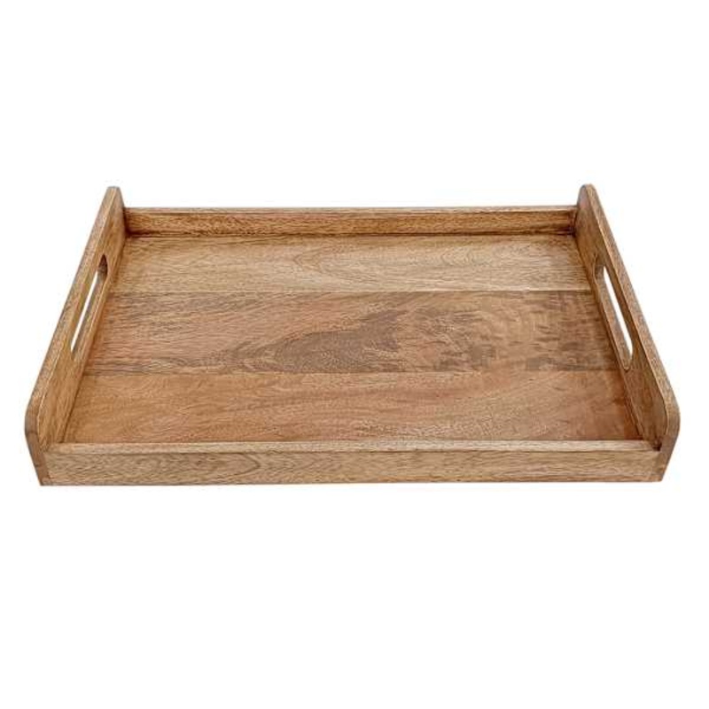 Mango Wood Rectangle Cut Handle Tray, 20×14