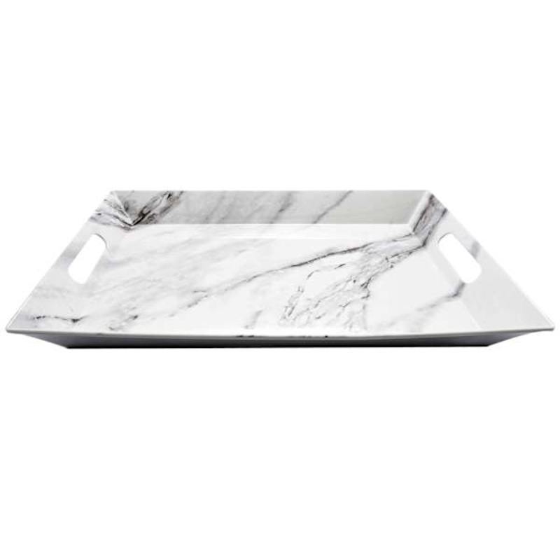 Marble-Look Melamine Serving Tray, 14×19