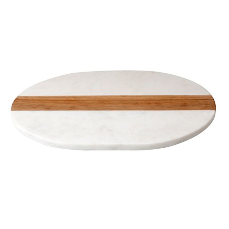 Marble & Wood Oval Serving Board