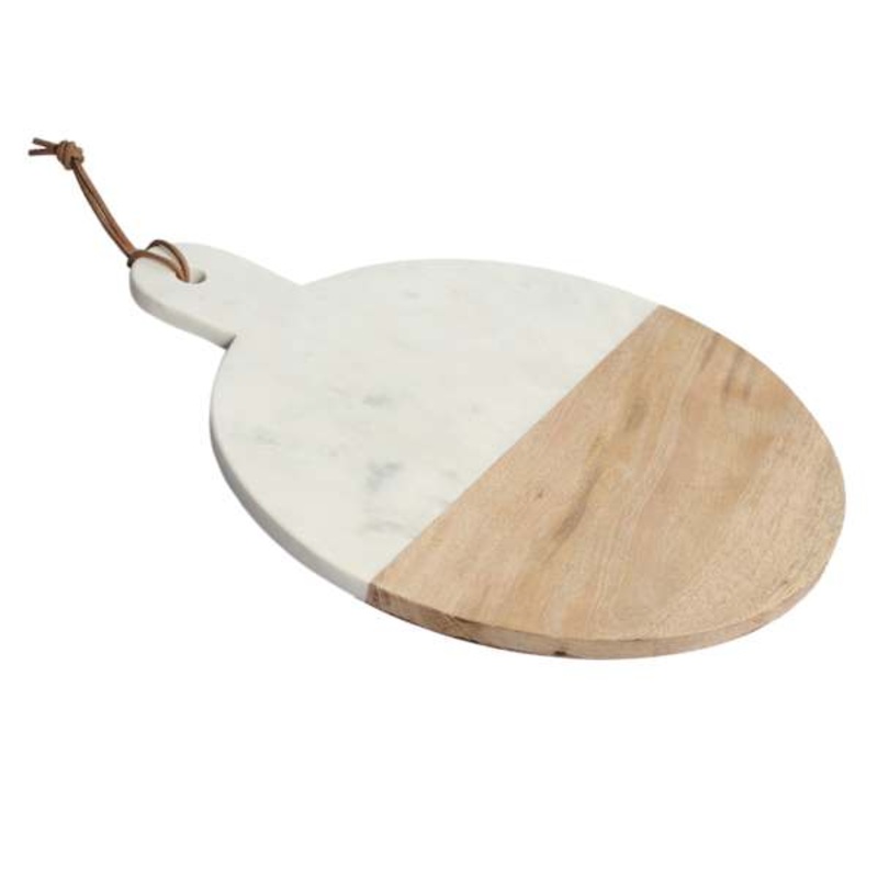 Marble & Wood Round Cheese Board, 13″