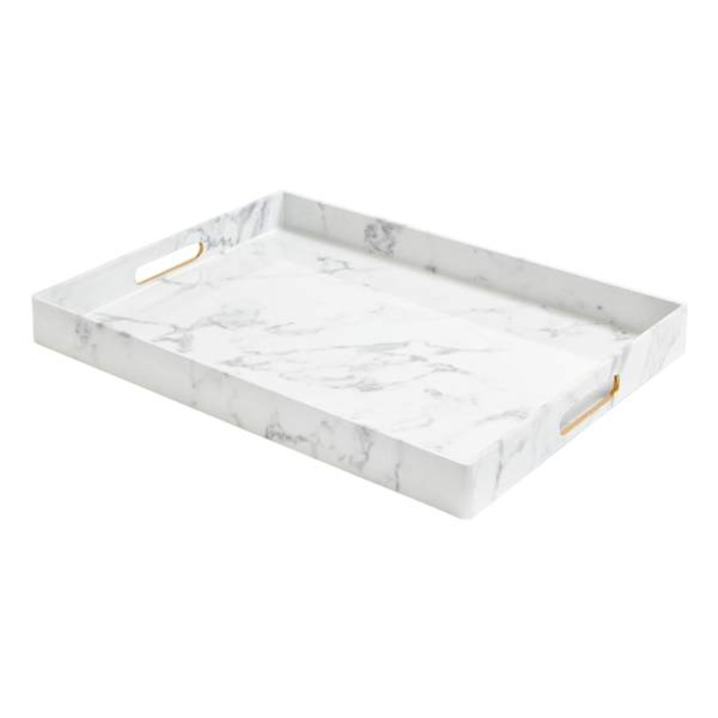 Marbled Grey & White Rectangle Decorative Tray, 14×19