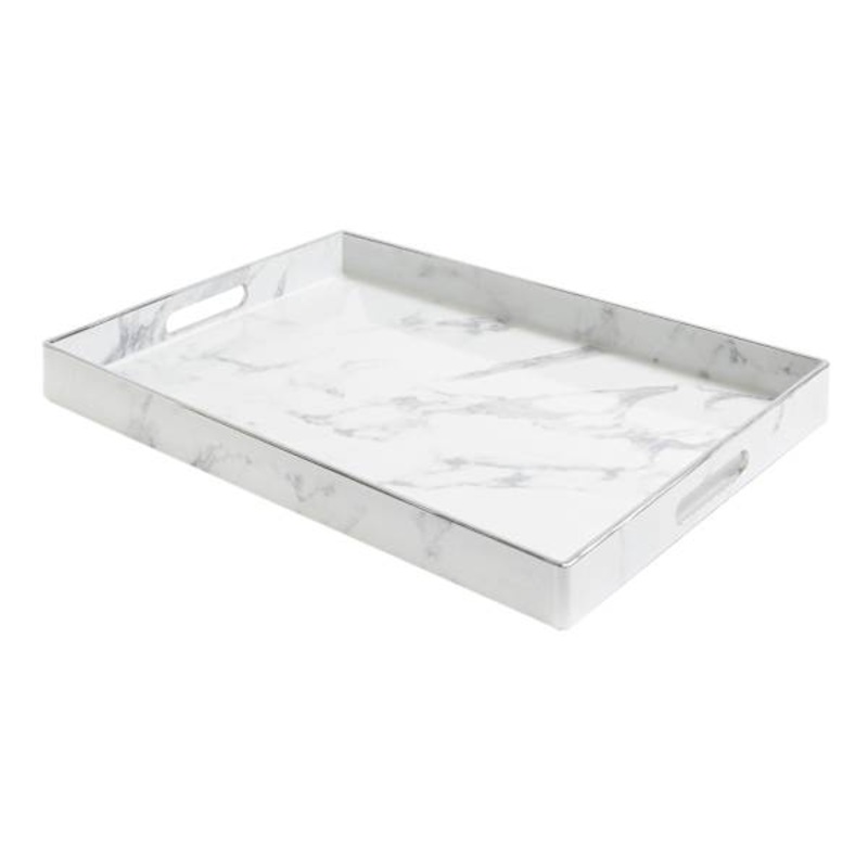 Marbled White & Grey Rectangle Decorative Tray, 14×19
