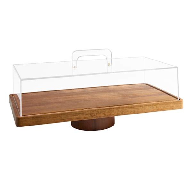 Multi Function Acacia Wood Serving Tray with Acrylic Lid