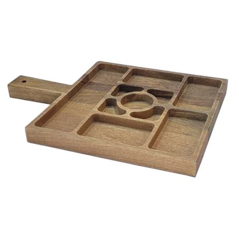Multi-Sectional Wood Tray
