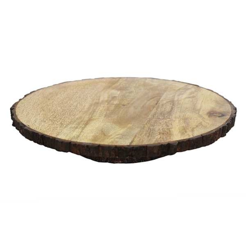 Round Bark Edge Wooden Rotating Lazy Susan