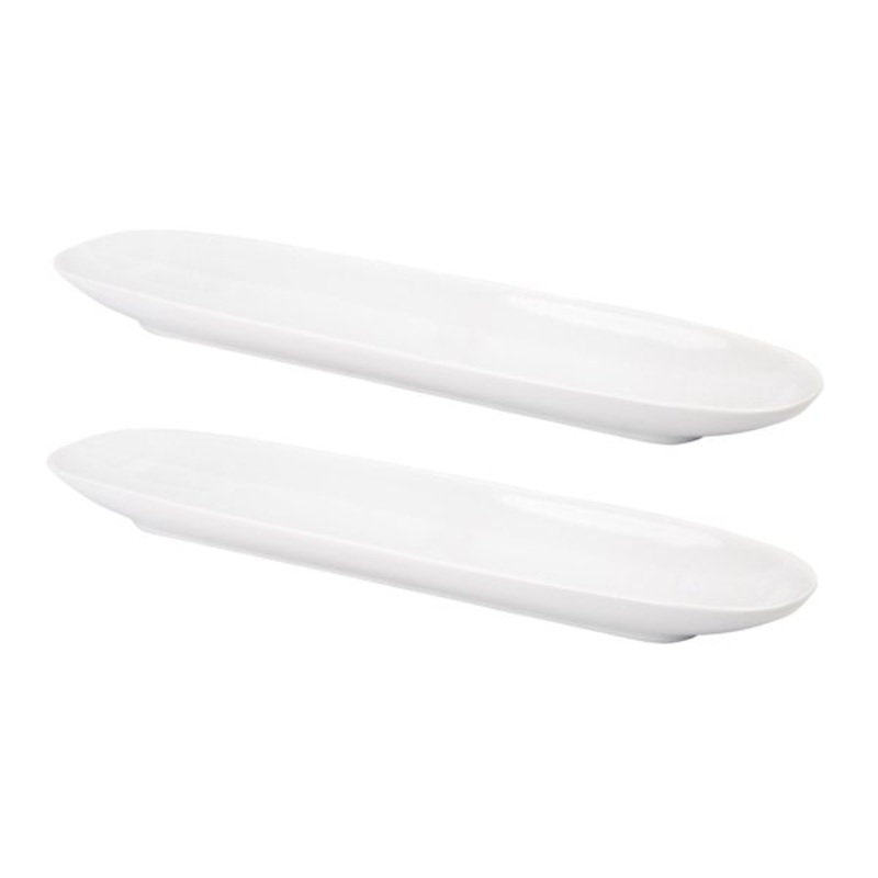 Set of 2 White Porcelain Oval Tray, 13″