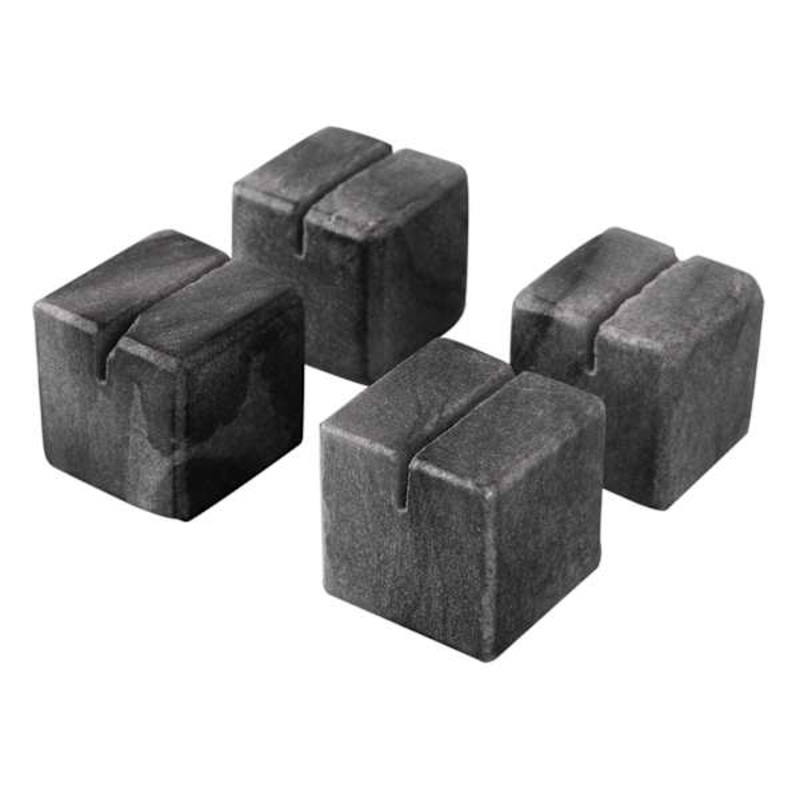 Set of 4 Grey Marbled Stoneware Card Holders