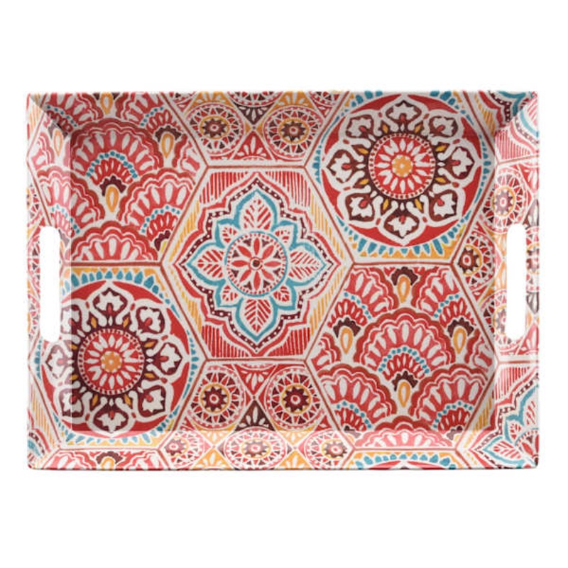 Warm Paisley Melamine Serving Tray, 15″