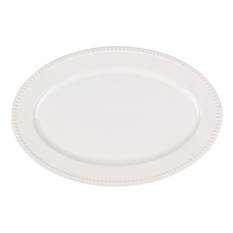 White Beaded Oval Platter, 16×10.5