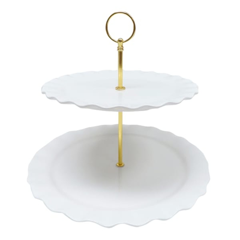 White Ruffle Two-Tier Dessert Stand