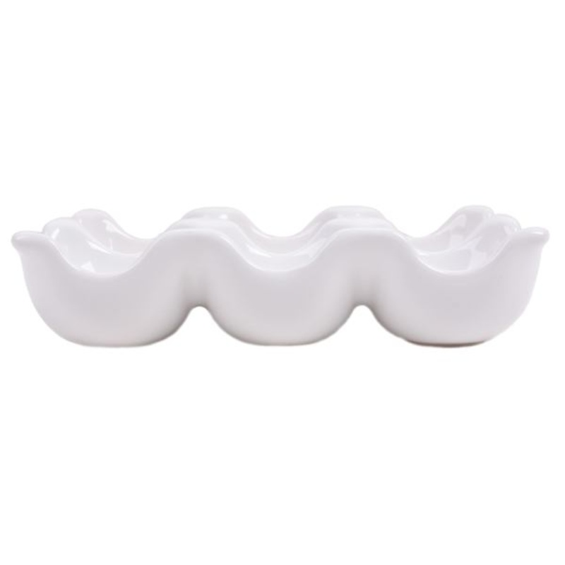 White Stoneware 6-Egg Holder