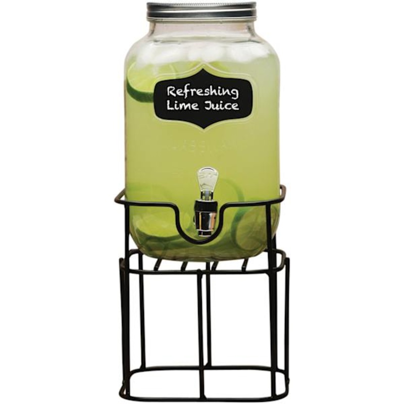 1-Gallon Chalk Label Yorkshire Glass Beverage Dispenser with Stand
