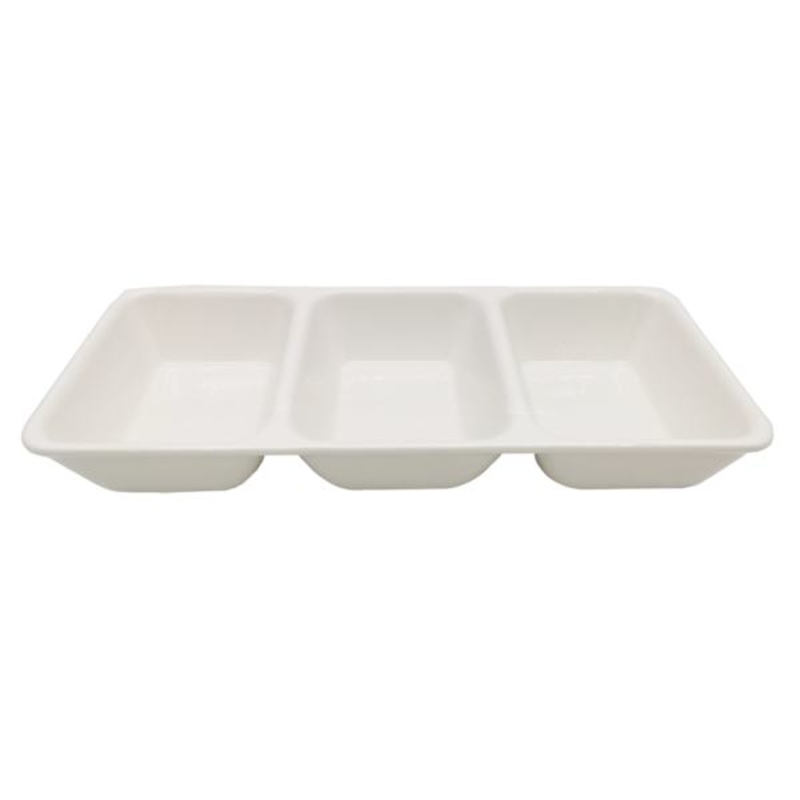 3-Section White Ceramic Server