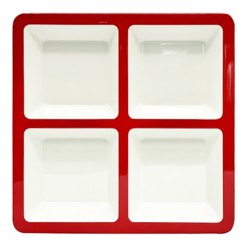 4-Section Melamine Tray, Red
