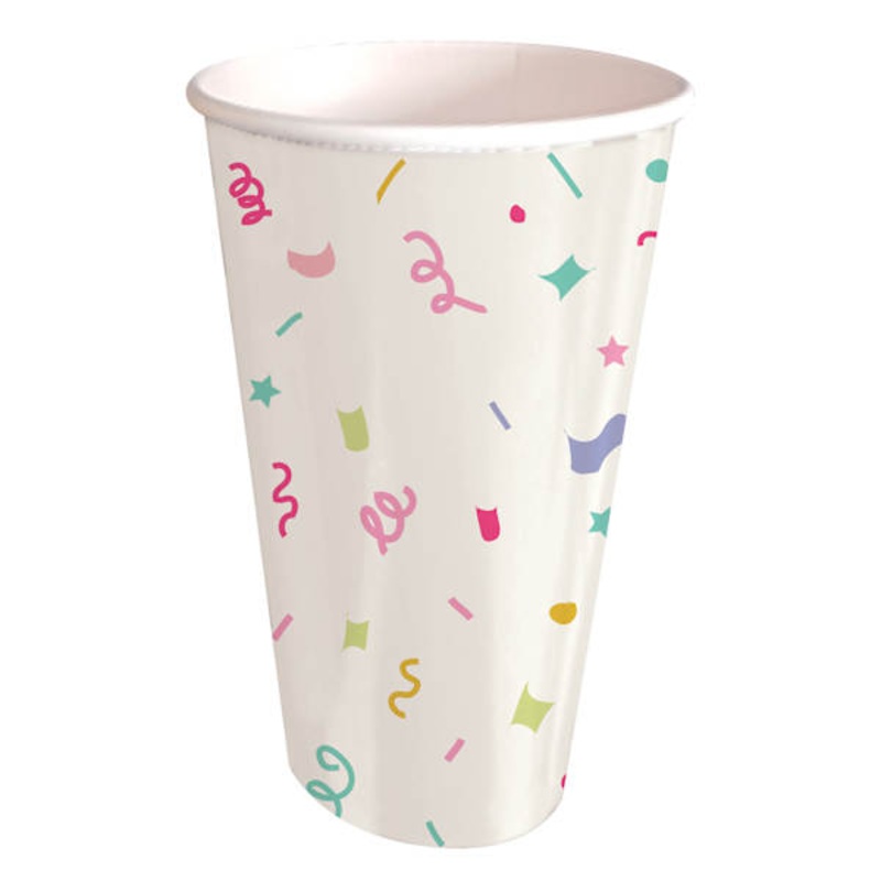 8-Count Birthday Candles Printed Paper Cups, 21oz