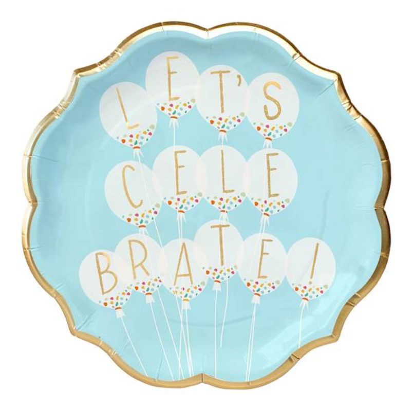 8-Pack Birthday Balloon Dinner Plates, 10.5″