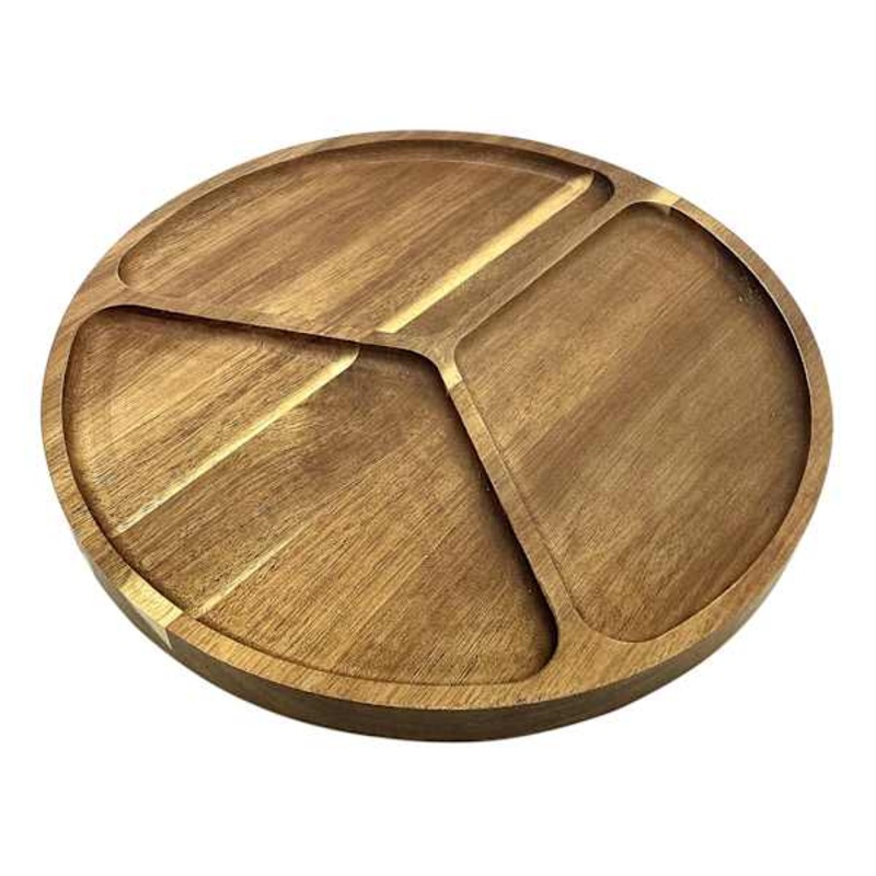 Acacia Wood 3-Section Divided Serving Board