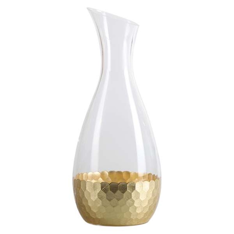 Found & Fable Glass Pitcher with Hammered Gold Base