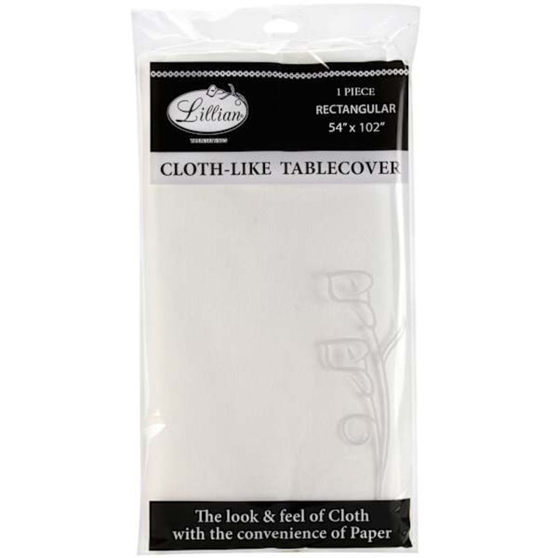 Lillian Table Settings White Cloth-Like Table Cover, 54×102