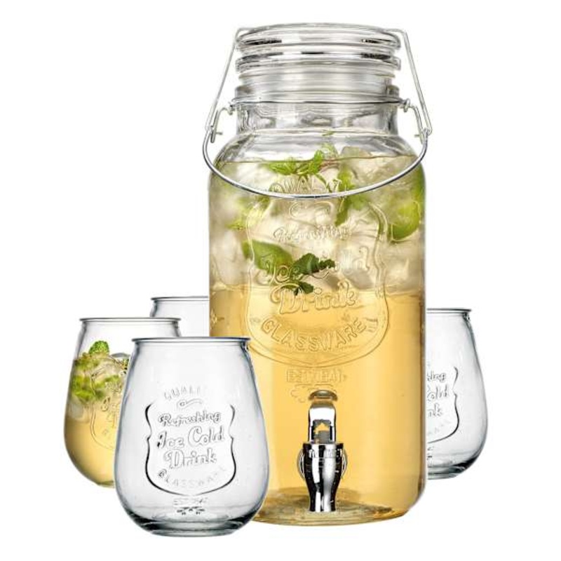 Retro Glass Beverage Dispenser, 12.5″