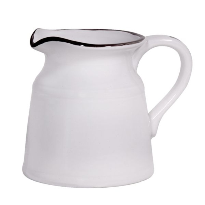 White Ceramic Turino Pitcher, 8″
