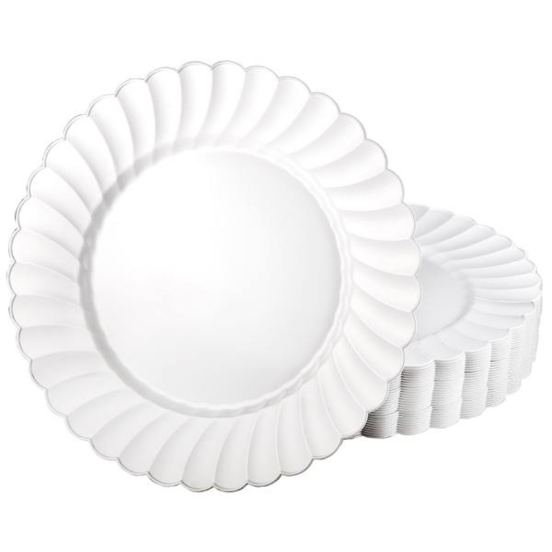 10-Pack Scalloped Edge Plastic Dinner Plates, 10″