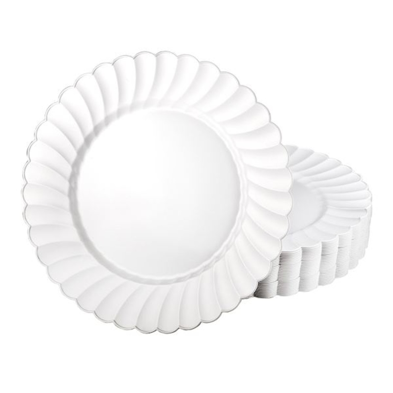 10-Pack Scalloped Edge Plastic Salad Plates, 8″