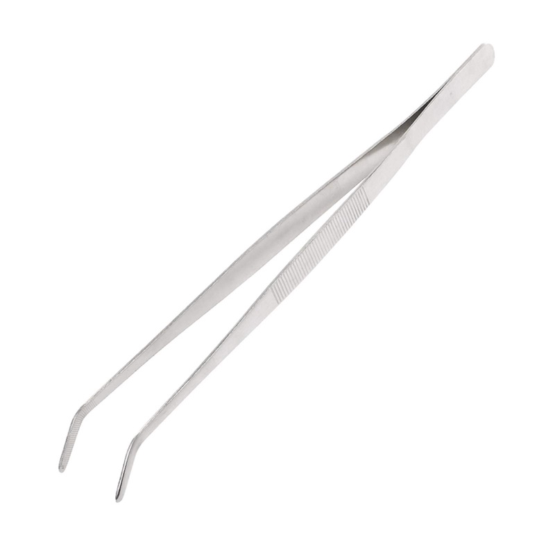 12 Inch Tweezers Stainless Steel Curved Serrated Tip  Multipurpose Handle Cooking Tweezer Tongs  Reptile Feeding Precision Aquascaping  Repairing Garden Craft Tool Curved Tip – 12