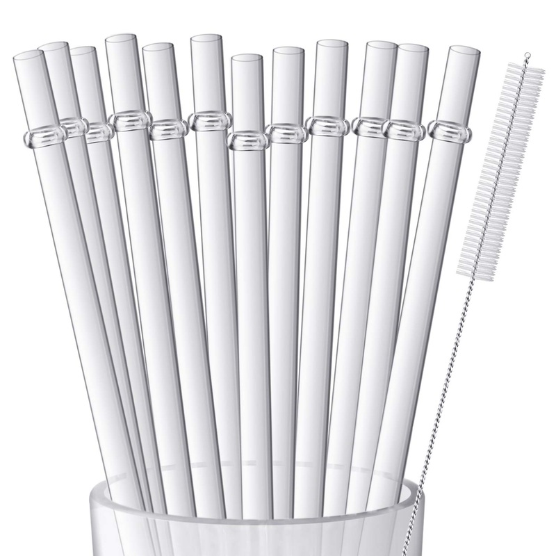 12 Pieces 11 Inches Clear Reusable Plastic Straws for Tall Cups, Tumblers and Mason Jars, BPA-Free Drinking Straw with 1 Cleaning Brush, NOT DISHWASHER SAFE 11 Inch (Pack of 12)