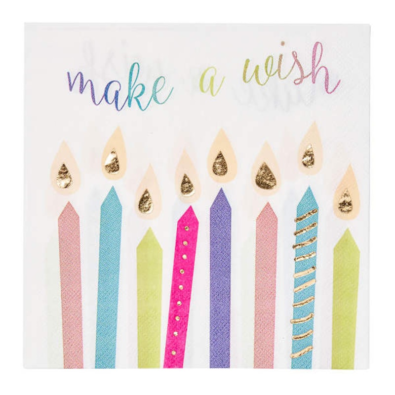 16-Count Birthday Candle Foil Lunch Napkins