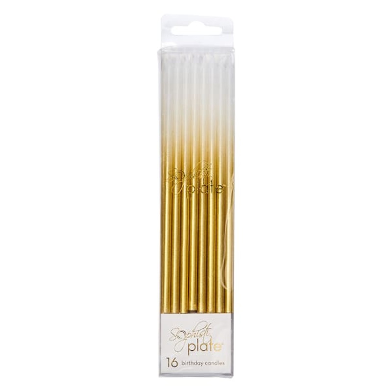 16-Count White & Gold Birthday Candles