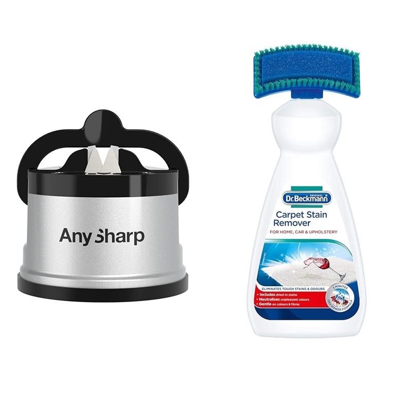AnySharp Knife Sharpener Hands-Free Safety PowerGrip Suction Safely Sharpens All Kitchen Knives & Dr. Beckmann Carpet Stain Remover | Removes Even Stubborn Stains and odours