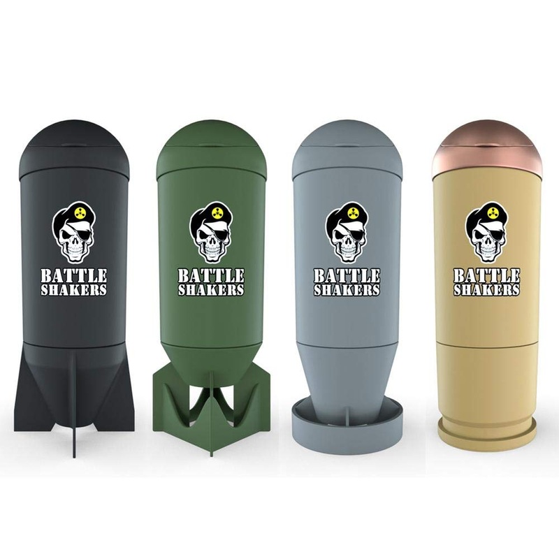 Battle Shakers Arsenal | All Four Military Shaker Bottles 20 Oz | Missile Bomb Torpedo Bullet | Protein Cup with Storage Compartment | Dishwasher Safe & BPA Free Sports Bottle