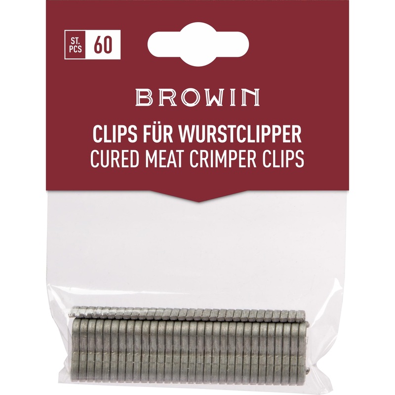Browin 31 313314 Clips for sausage clipper hand clipper 60 pcs steel 0.2×1.8×0.7 145 m